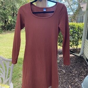 Old‎ Navy Ribbed Long Sleeve XS Dress Rust 664